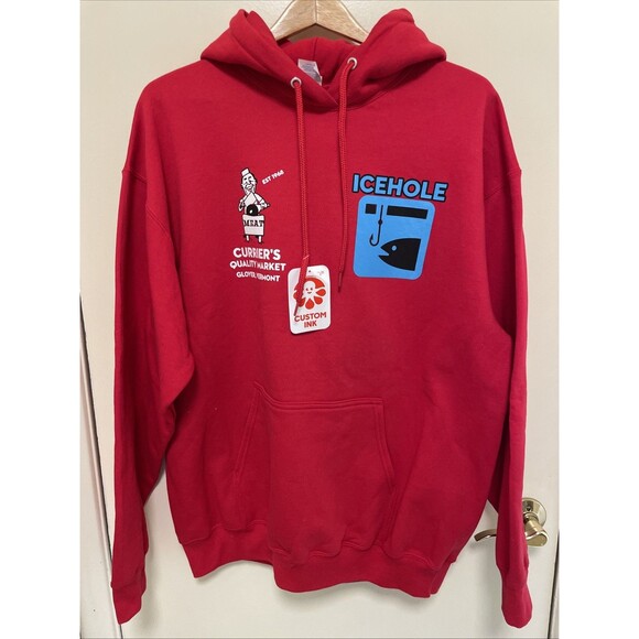 NWT Vermont Hoodie Sweatshirt Mens Size XL Red Funny Northeast Kingdom Curriers - Picture 1 of 6